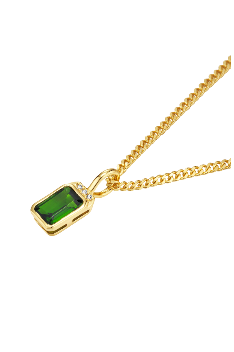 Noelle Diamond Necklace |  3 natural diamonds - 1 diopside gemstone | 925 Sterling Silver | Necklace | 16 - 17.5 in | Yellow 18k-Gold Plated, Alternate, color, Yellow 18k Gold Plated