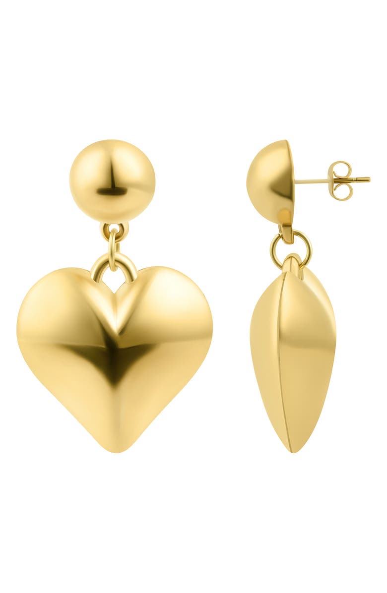 Adornia Puffy Heart Drop Earrings, Main, color, Gold