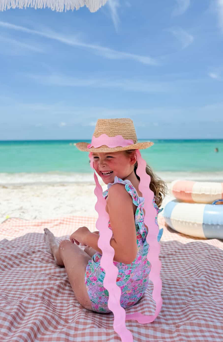 Bits & Bows Coastal Cowgirl Straw Cowboy Hat, Alternate, color, Green