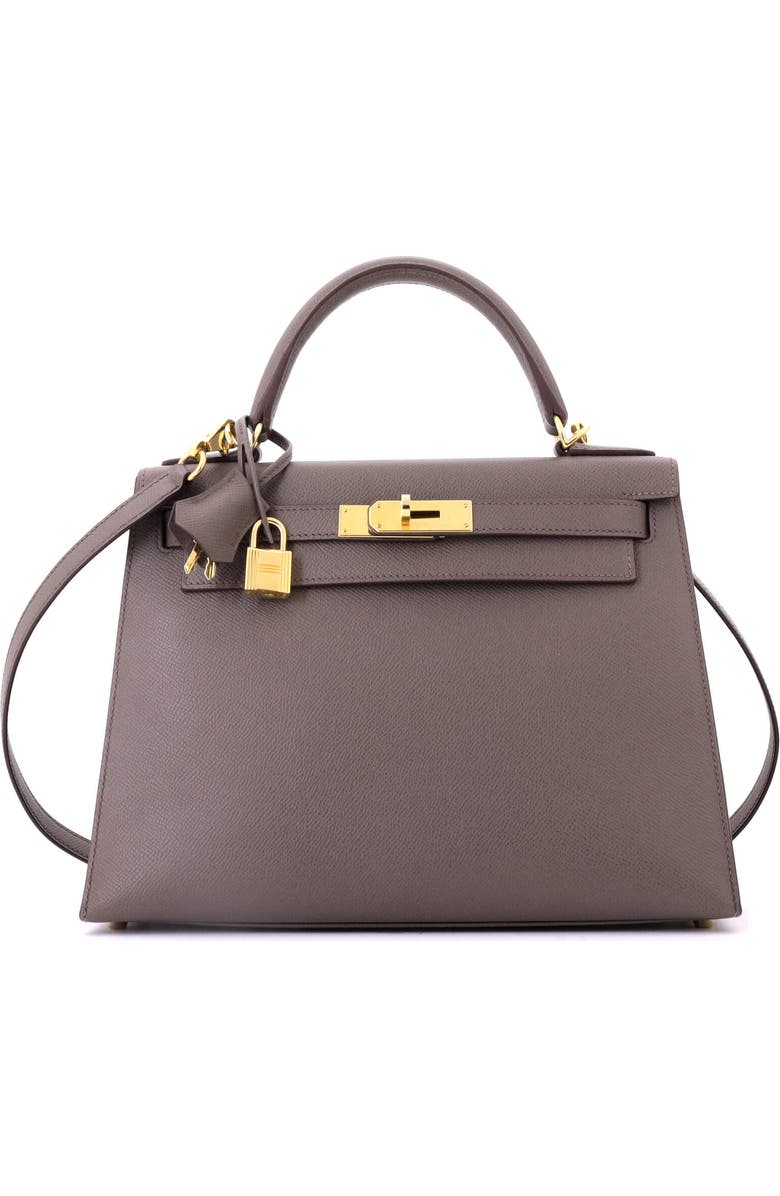 Pre-Owned Hermes Kelly Handbag Grey Epsom with Gold Hardware 28, Main, color, Etain