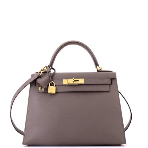 Kelly Handbag Grey Epsom with Gold Hardware 28