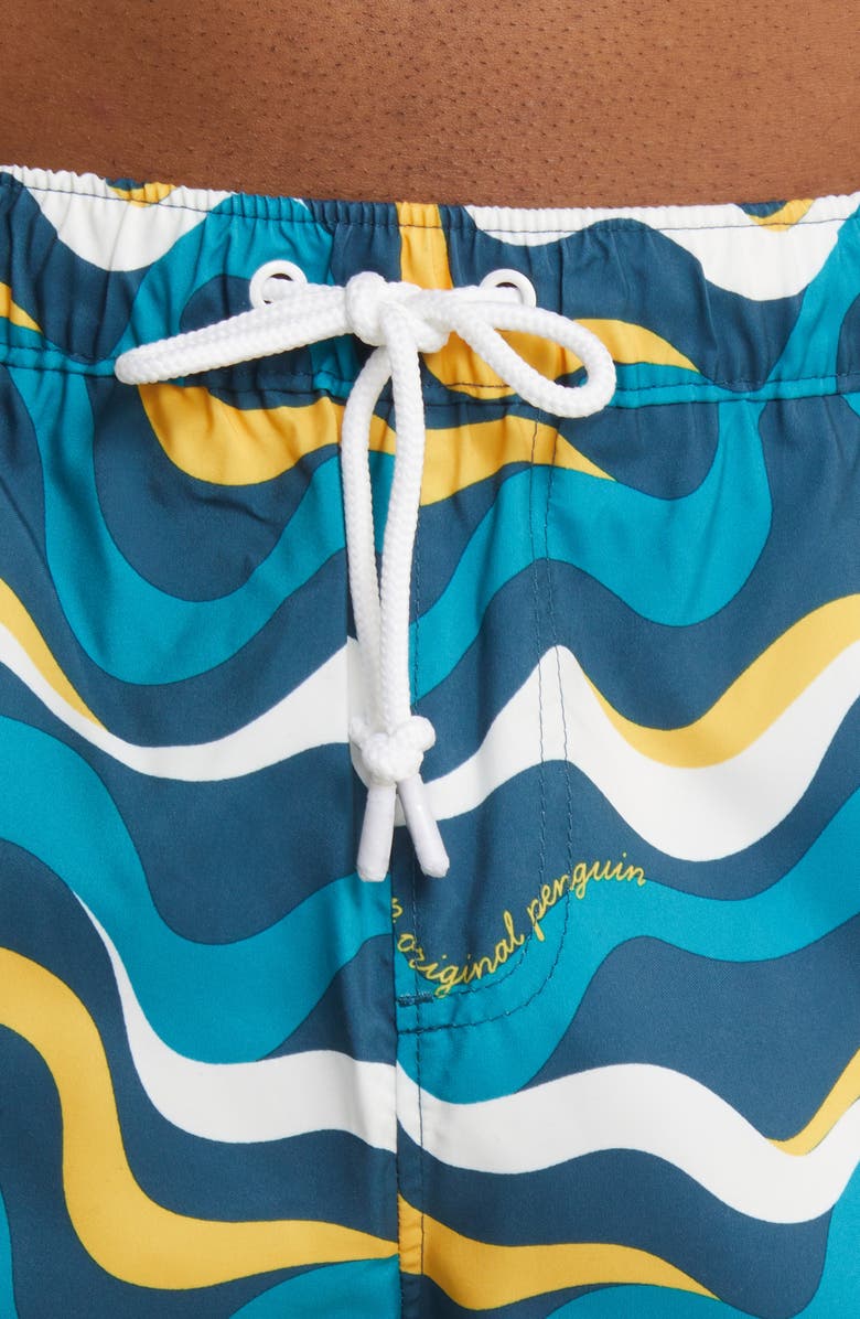 Original Penguin Recycled Polyester Blend Swim Trunks, Alternate, color, 
