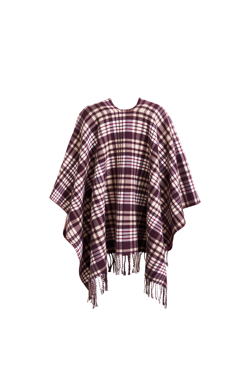 Fable England Caramel & Chocolate Check Cape, Alternate, color, Caramel & Chocolate