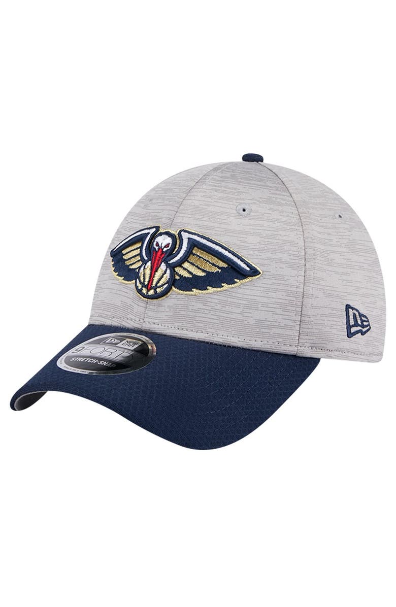 New Era Men's New Era Heather Gray/Navy New Orleans Pelicans Active Digi-Tech Two-Tone 9FORTY Adjustable Hat, Main, color, Heather Gray