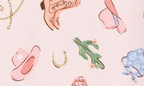 Little Me Cowgirl Print Zip Front Footie In Pink