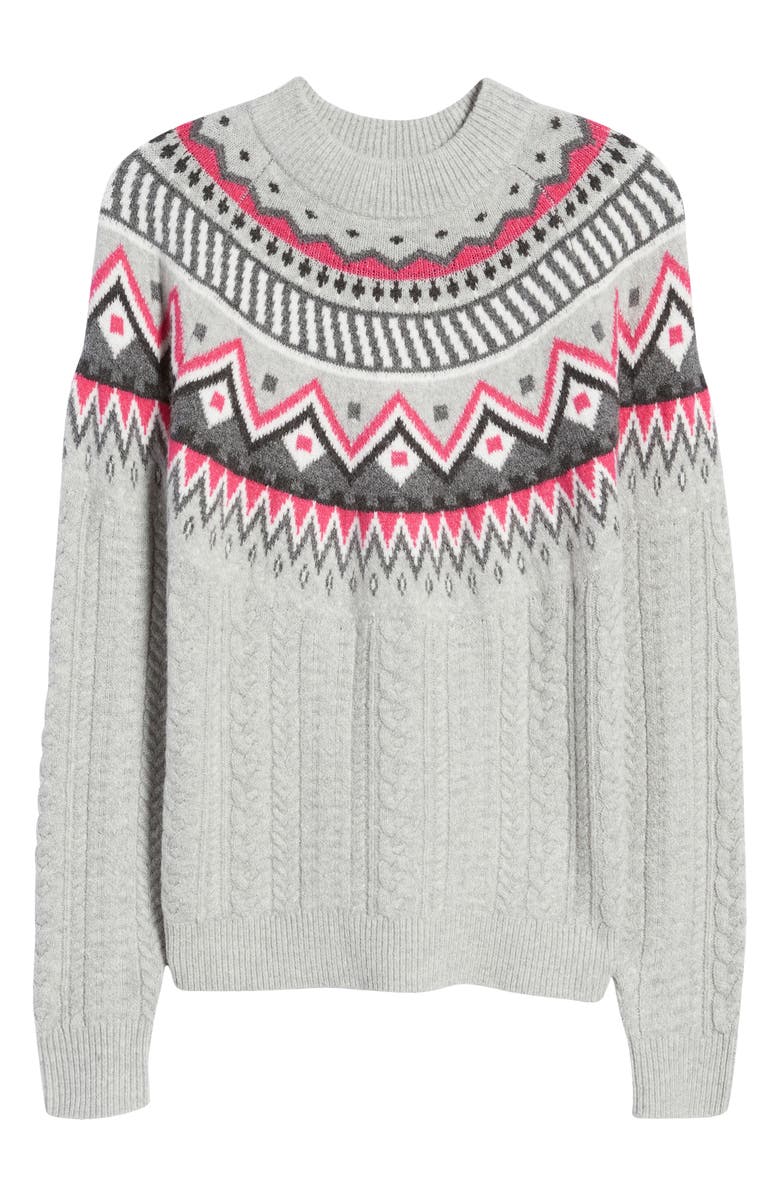 Caslon<sup>®</sup> Fair Isle Cable Knit Sweater, Alternate, color, 