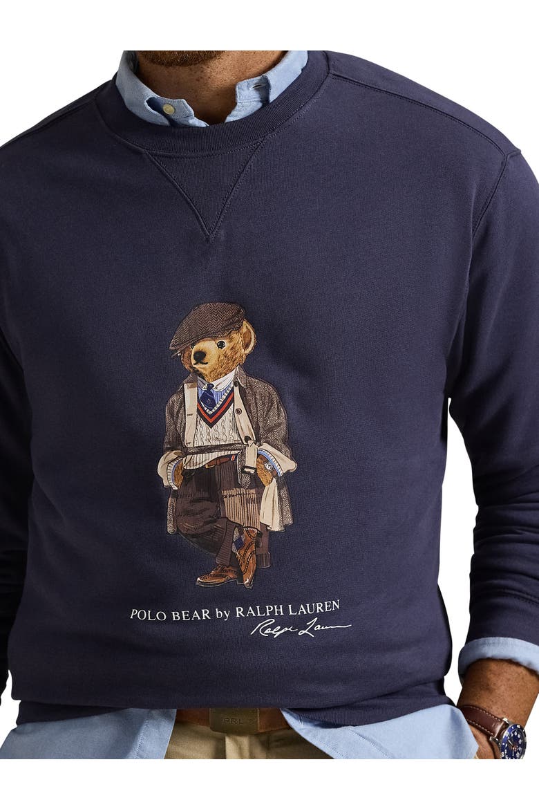 Big & Tall Polo Bear Fleece Sweatshirt, Alternate, color, FADED BLUE HRTG BEAR