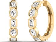 Everlee Oval and Emerald Bezel Lab Diamond Hoop in 14K Gold