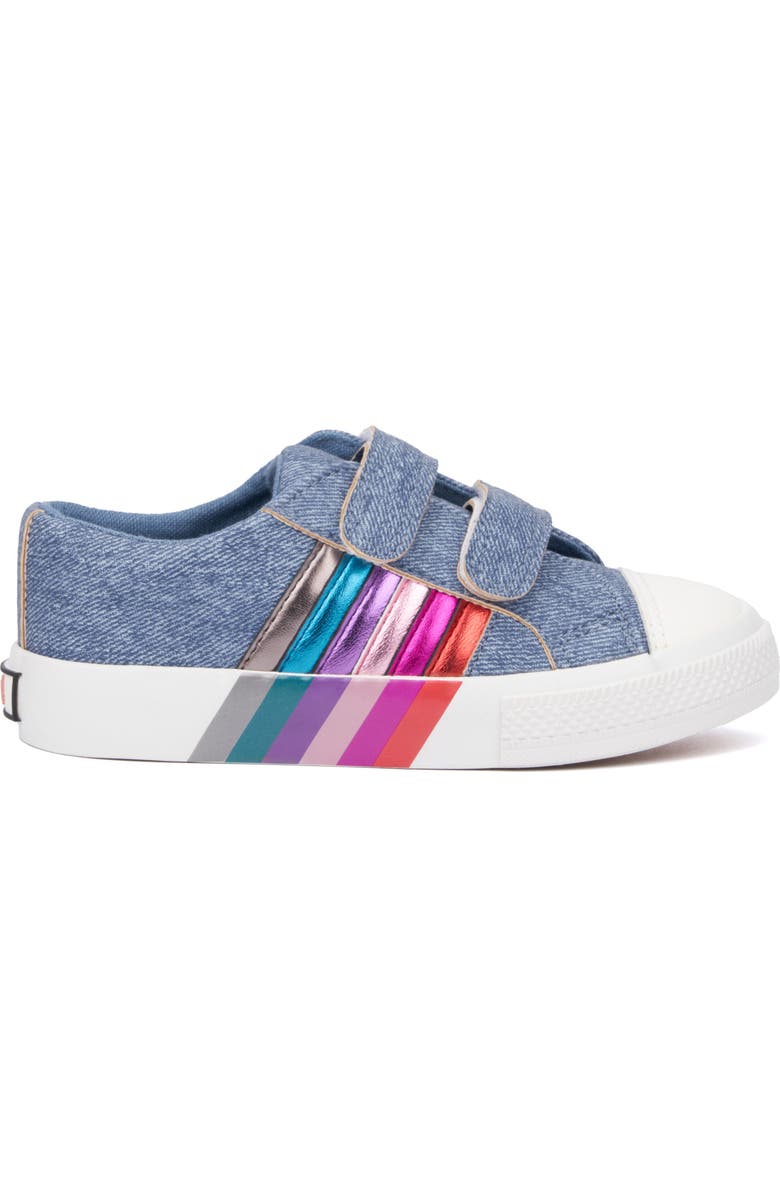 OLIVIA MILLER Kids' Metallic Rainbow Sneaker, Alternate, color, Blue Multi