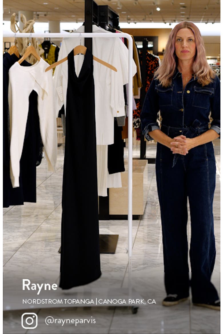 Clair Cowl Neck Asymmetric Satin Maxi Dress video