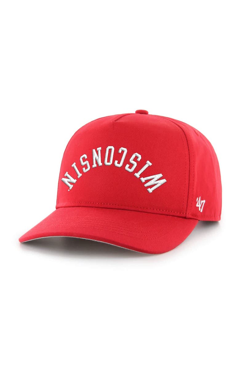 '47 Men's '47 Red Wisconsin Badgers Flip Script Hitch Adjustable Hat, Alternate, color, 