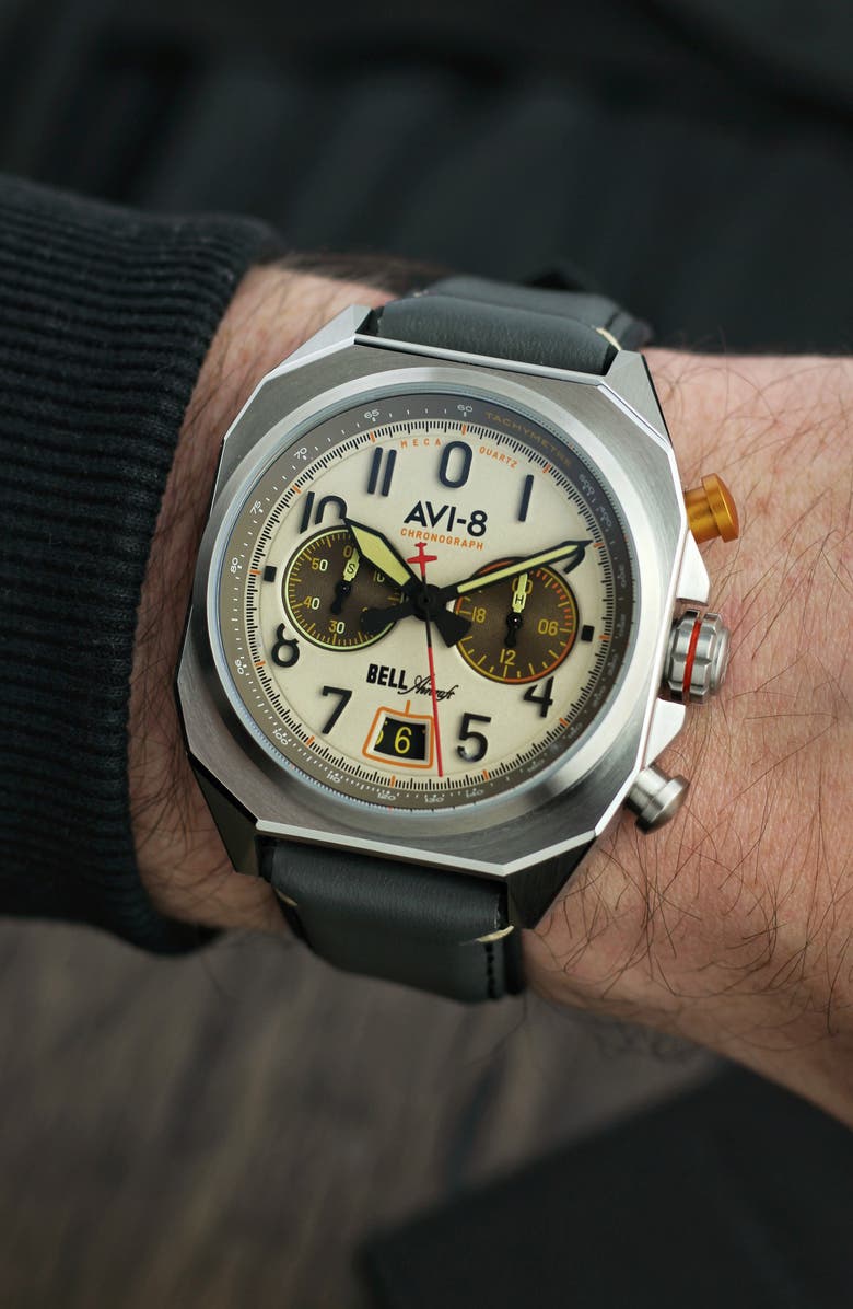 AVI-8 Bell X-1 Machbuster Chronograph Watch, 41mm, Alternate, color, Cream