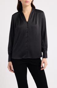 Anne Klein Pleated V-Neck Top