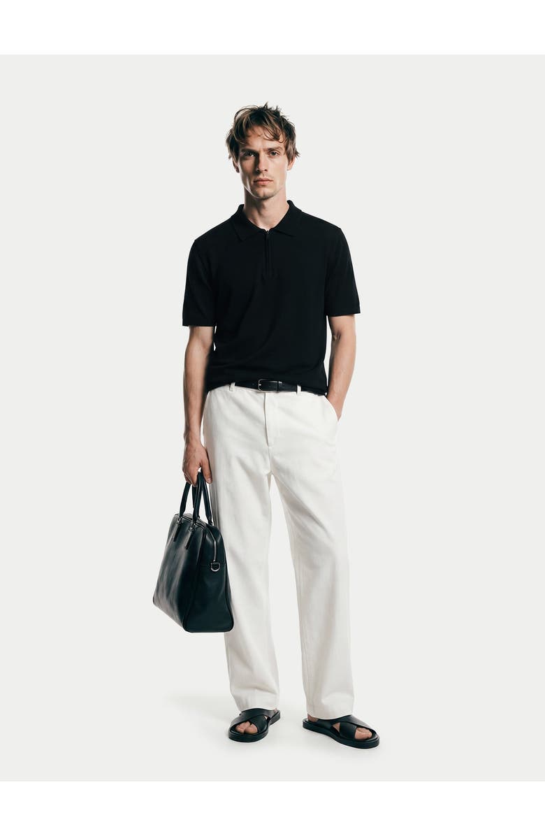 Gobi Cashmere Cashmere Silk Half-Zip Polo Top, Alternate, color, Black