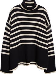 TOTEME Stripe Wool Blend Turtleneck Sweater
