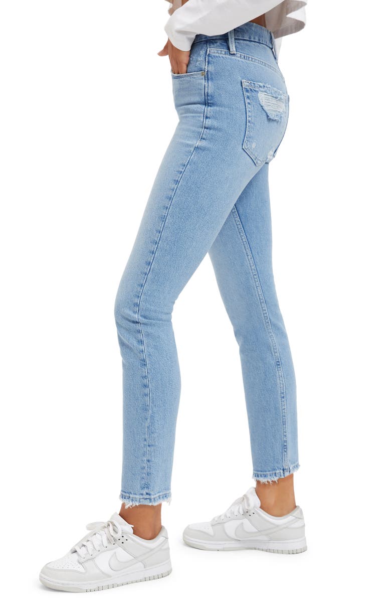 Good American Good Straight Natural Fray Hem Jeans, Alternate, color, Indigo126