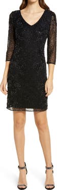 Pisarro Nights Beaded V-Neck Cocktail Dress