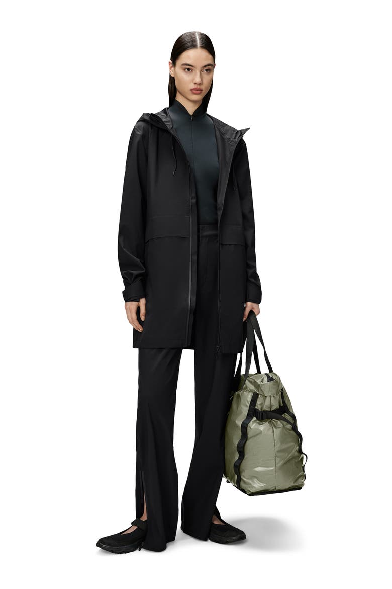Suva Hardshell Hooded Long Rain Jacket, Alternate, color, BLACK