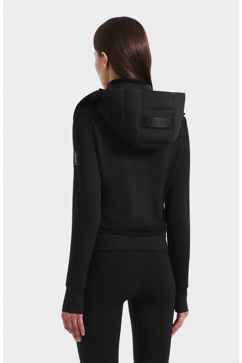 Cassa Light Down & Neoprene Crop Jacket, Alternate, color, Black
