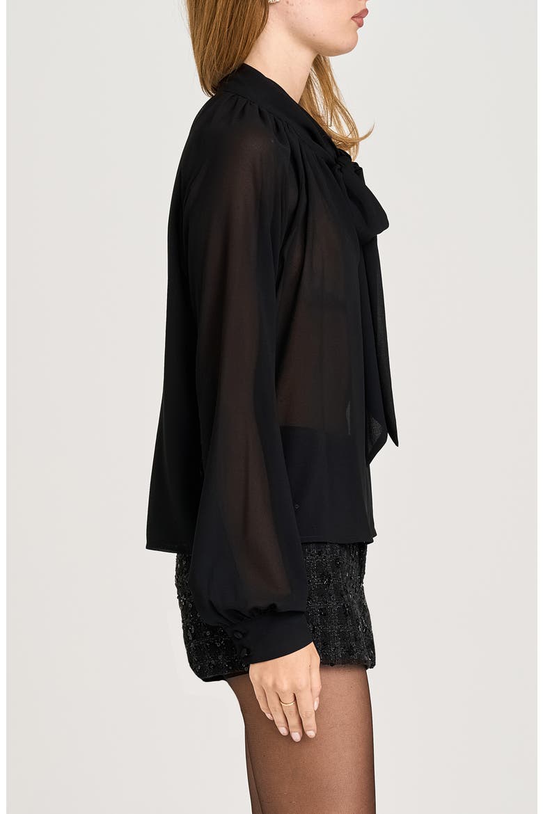 x Sara Walker Bow Georgette Blouse, Alternate, color, BLACK