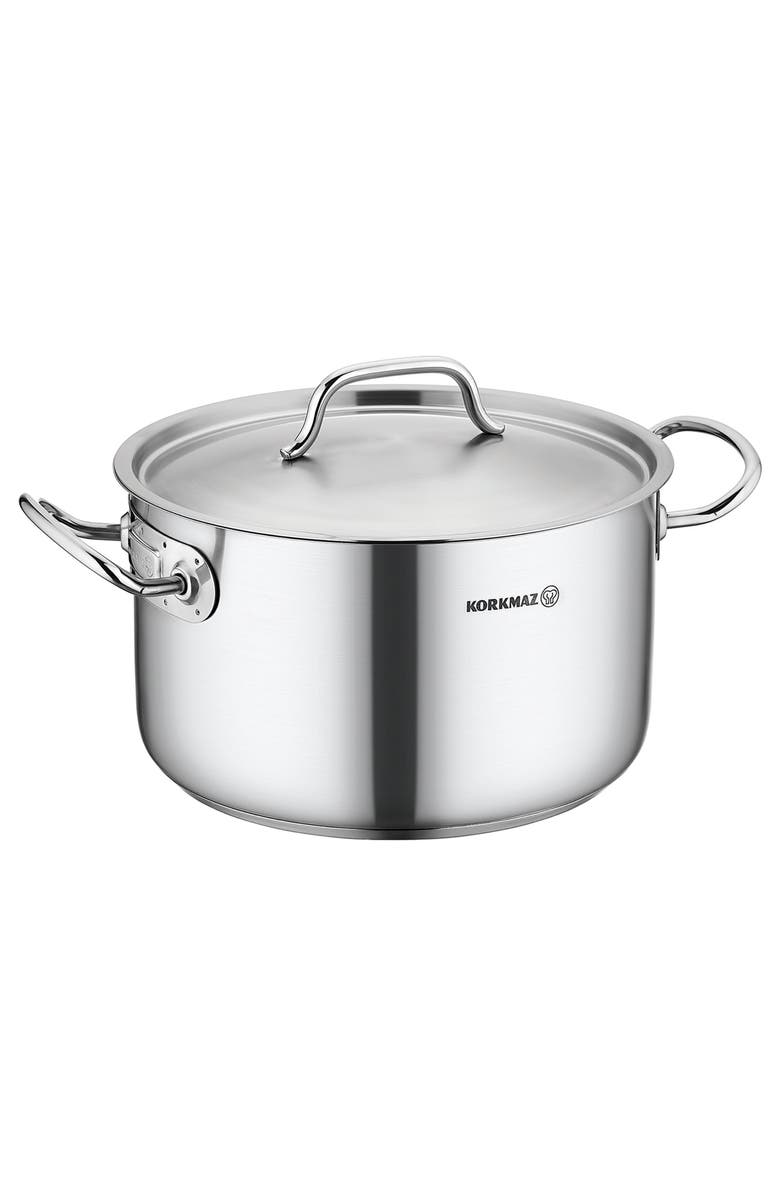 Korkmaz Gastro Proline 3.6 Liter Stainless Steel Casserole with Lid, Main, color, Silver