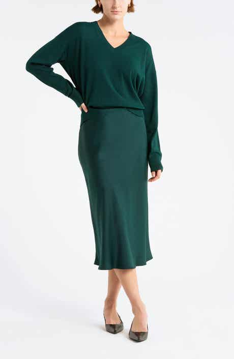 NORDSTROM RACK Textured Satin Midi Skirt