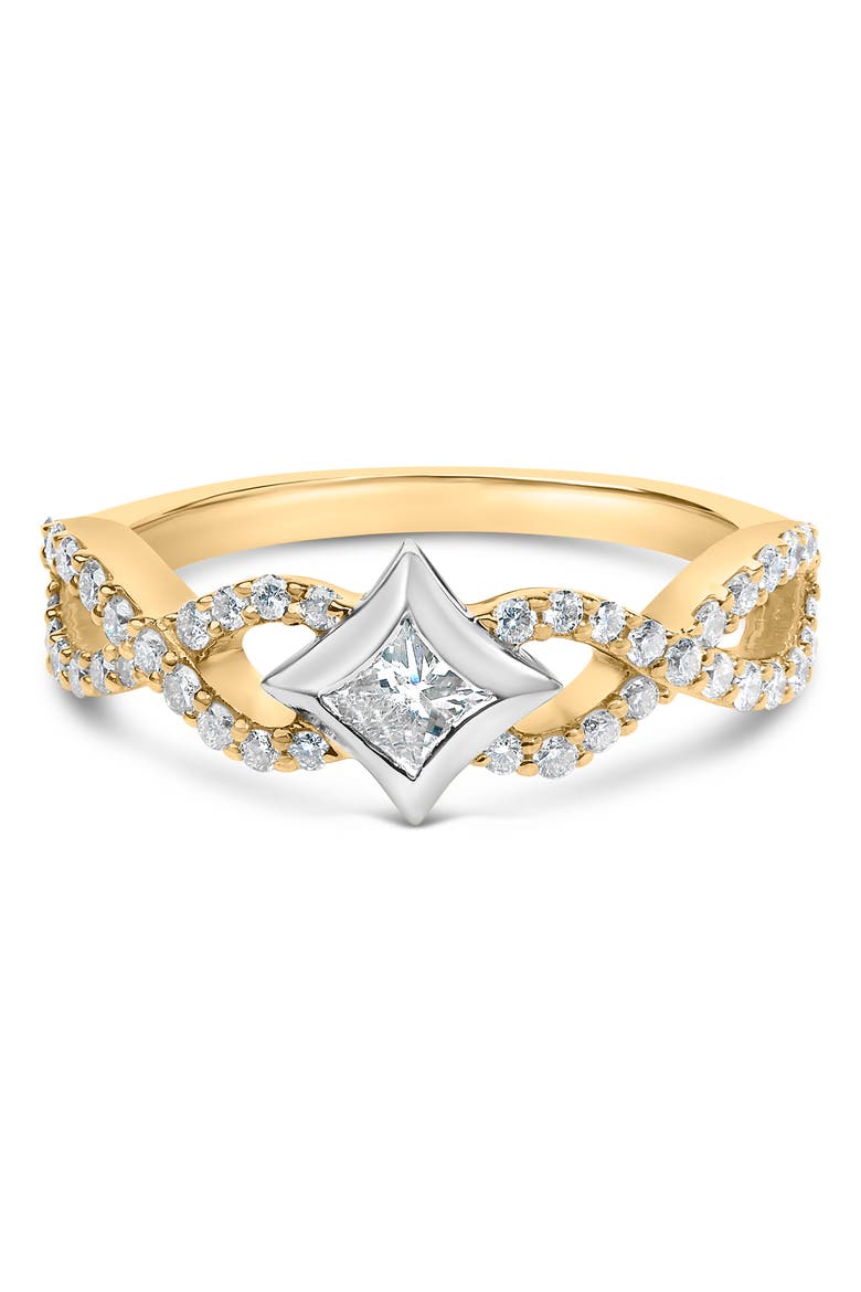 10K Two Tone Color 5/8 Cttw Diamond Kite and Twist Shank Ring, Main, color, Yellow