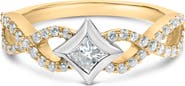 Haus of Brilliance 10K Two Tone Color 5/8 Cttw Diamond Kite and Twist Shank Ring
