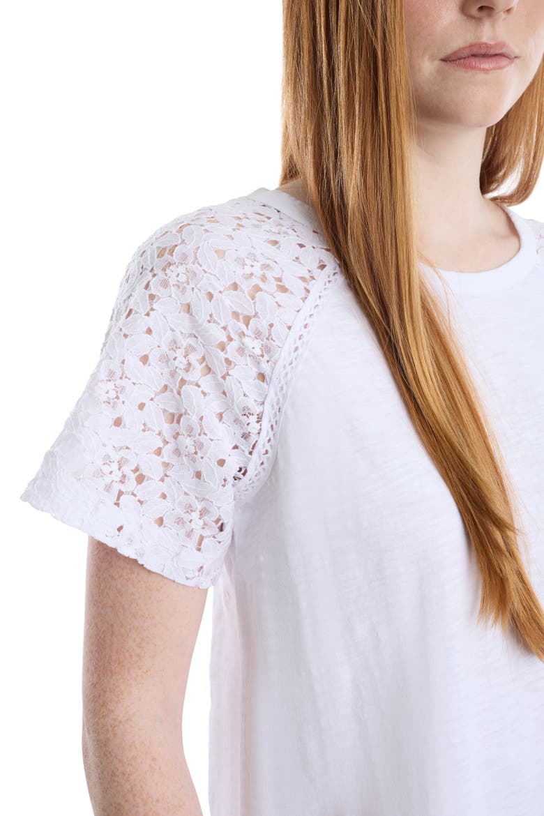 Lace Raglan Sleeve Tee, Alternate, color, White