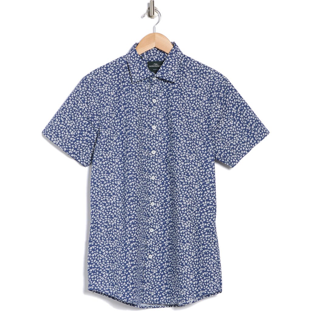 Rodd & Gunn Thatcher Crescent Trim Fit Short Sleeve Button-up Shirt In Navy