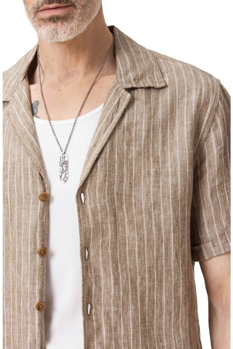 Grady Stripe Linen Camp Shirt, Alternate, color, FADED TWINE