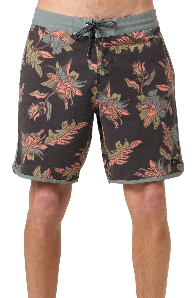 O'Neill Cruzer Stripe Scallop Board Shorts, Main, color, Black