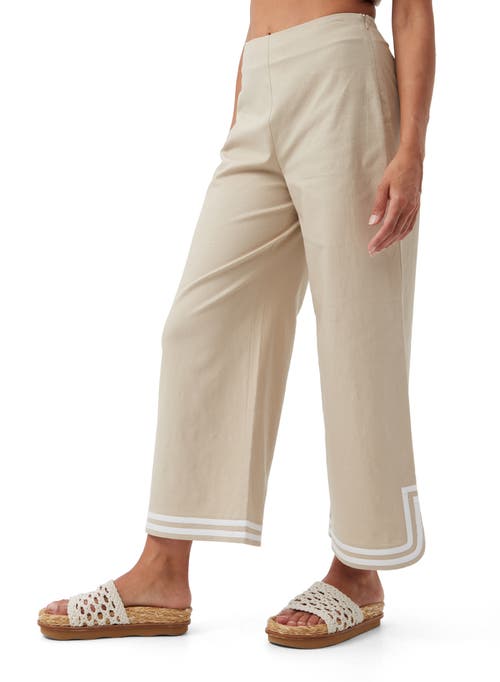 Trina Turk Abbey Linen Ankle Pant In Biarritz Beige