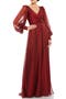 Sheer Blouson Sleeve Surplice Gown