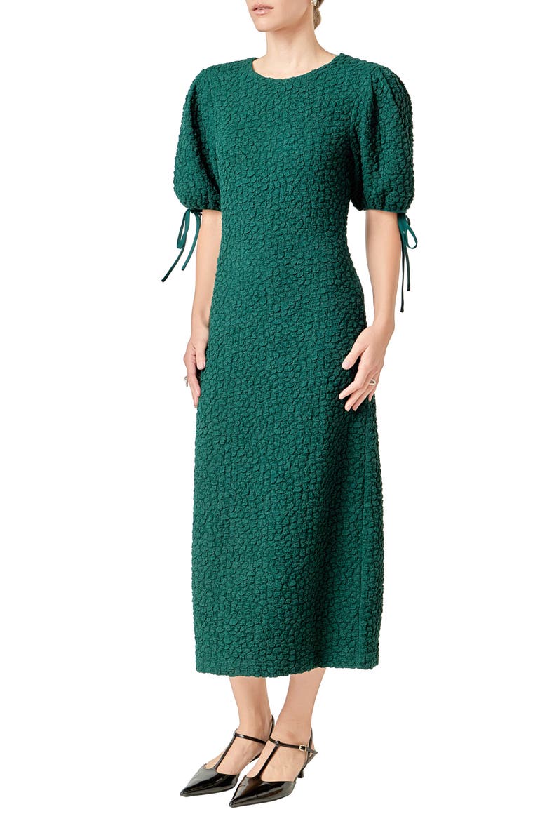 english factory green dress Women's Smocked Midi Kaftan mini dress