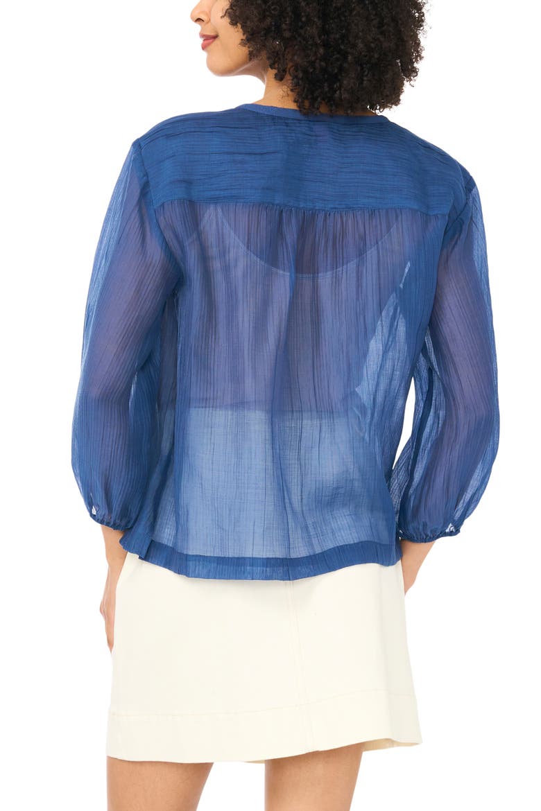 Split Neck Peasant Blouse, Alternate, color, 407 CLASSIC NAVY