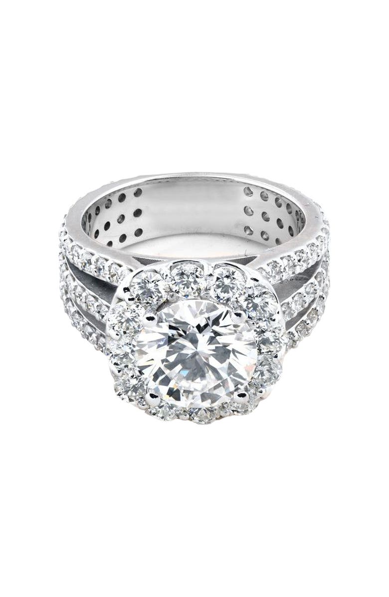 Bliss Diamond 4 1/2ct Cushion Halo Diamond 3-Row Engagement Ring 14k Gold Lab Grown, Alternate, color, 