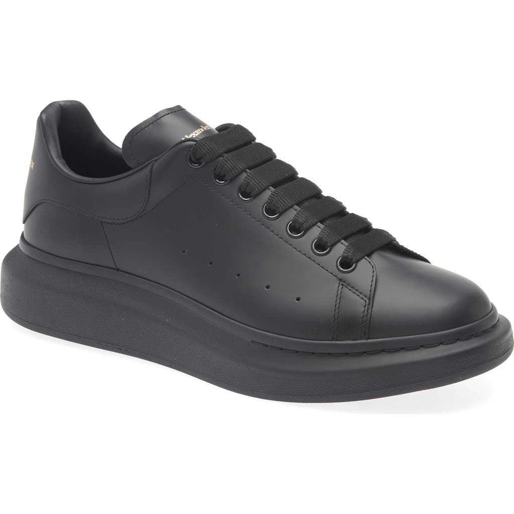 Alexander Mcqueen Black Sneakers With Logo Lettering On The Rear And Oversize Rubber Sole In Leather
