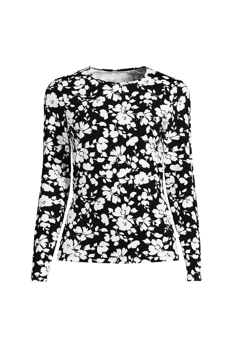 SunShade UPF 50 Long Sleeve Rash Guard Swim Tee, Alternate, color, Black Blossom Floral
