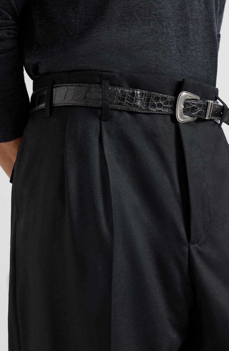 Brunello Cucinelli Pantalone in flanella di lana vergine, Alternate, color, Black