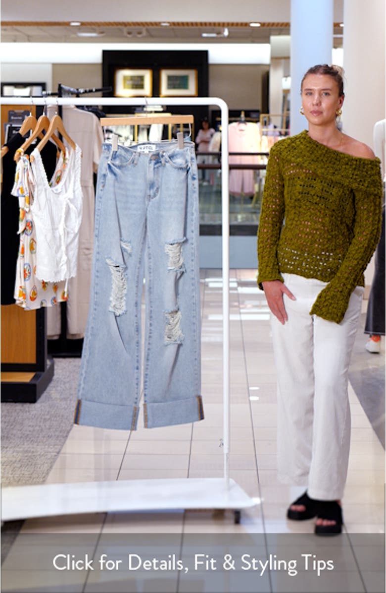 Elowen Distressed Cuffed Wide Leg Jeans, sales video thumbnail