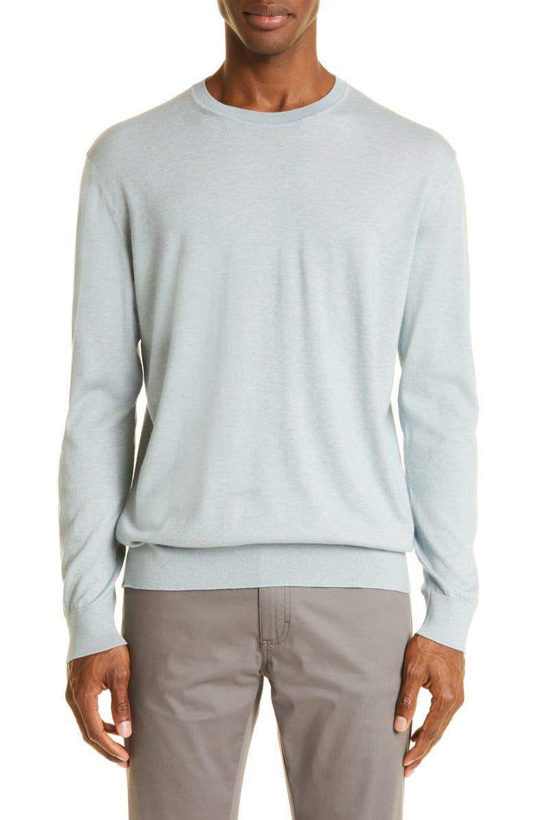 ZEGNA Baby Island Cotton & Cashmere Crewneck Sweater, Main, color, 