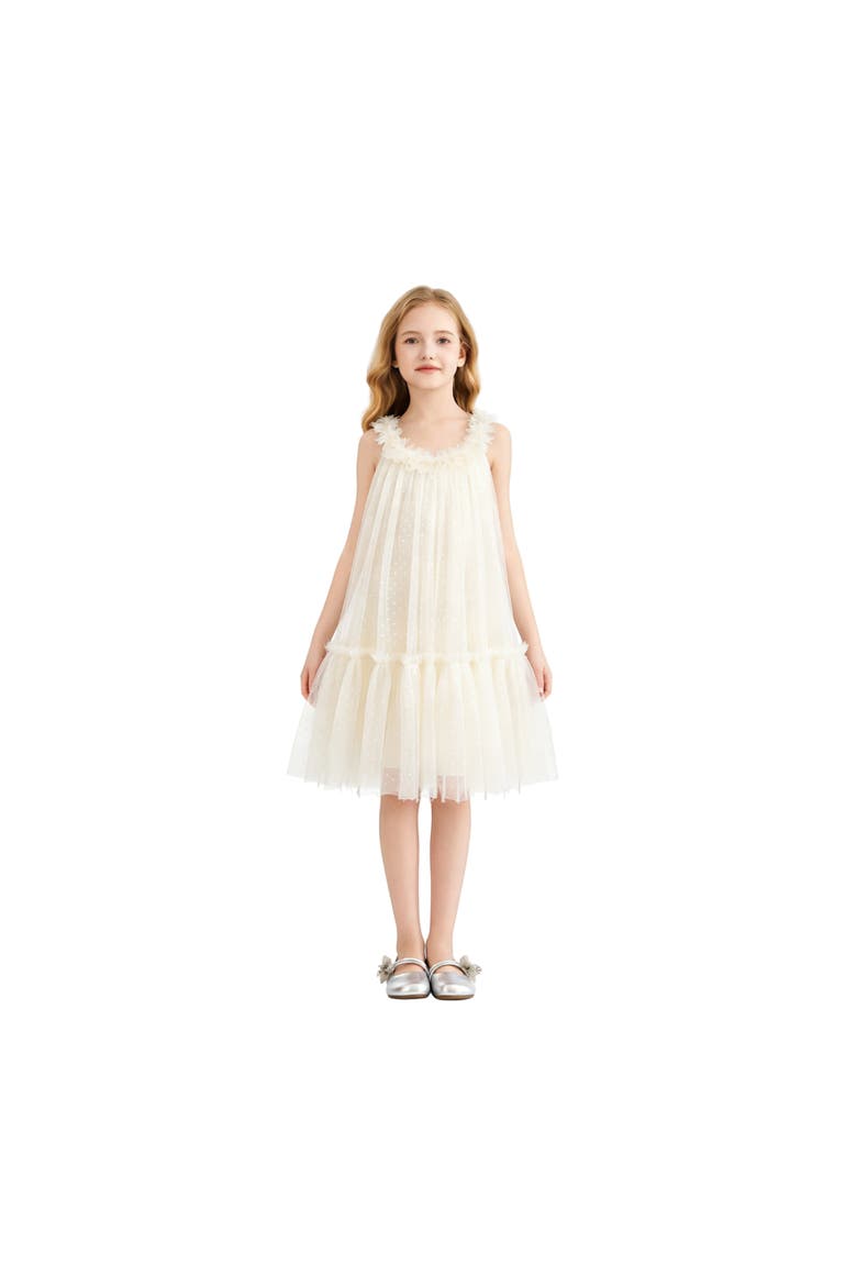 Delicate Dotted Ruffle Tier Dress, Alternate, color, Ivory