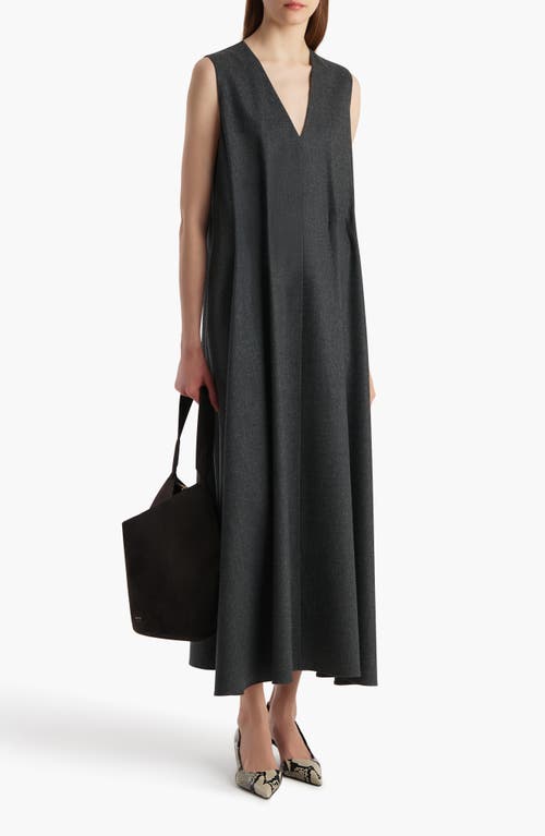 Khaite Syd Pleated Wool Midi Dress In Black