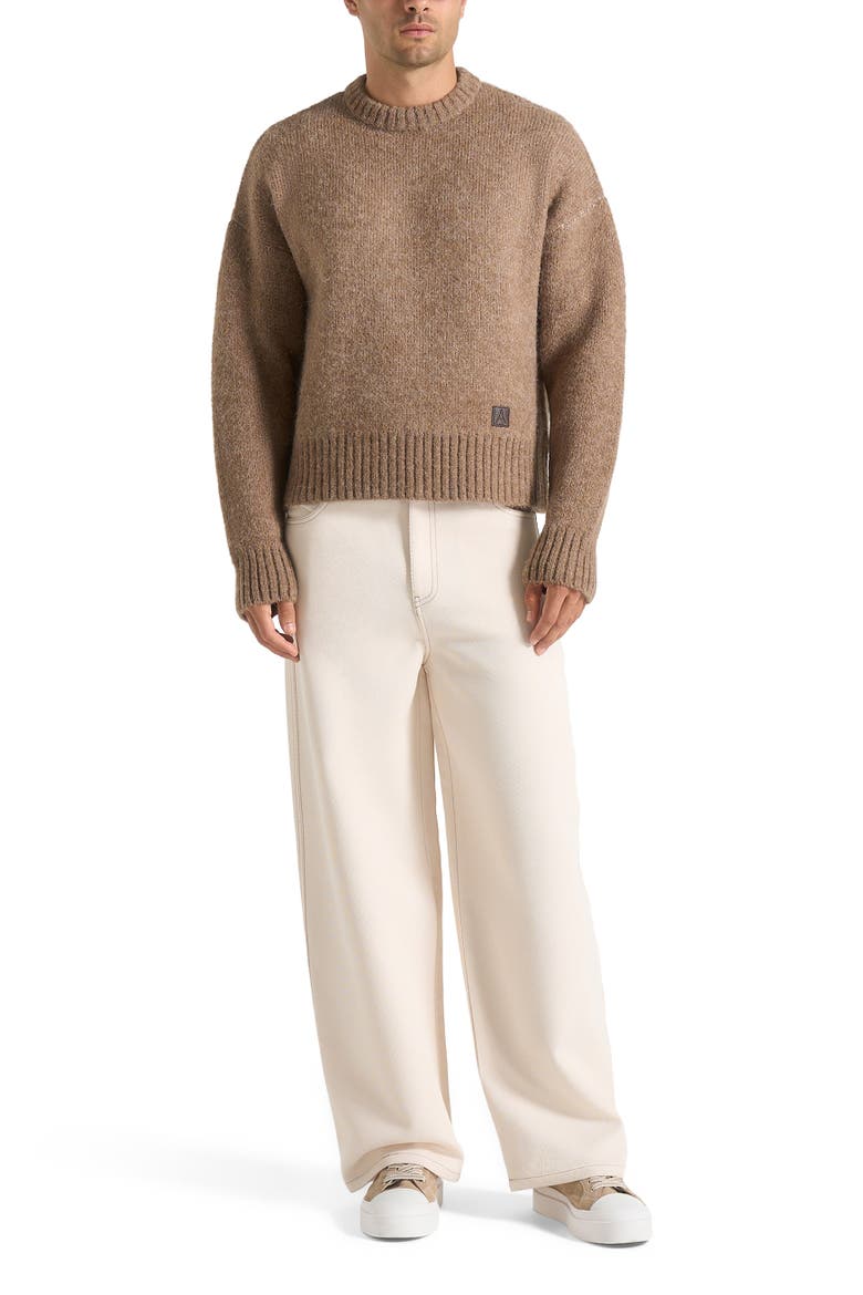 Kamil Art Slogan Brushed Knit Jumper, Main, color, Beige