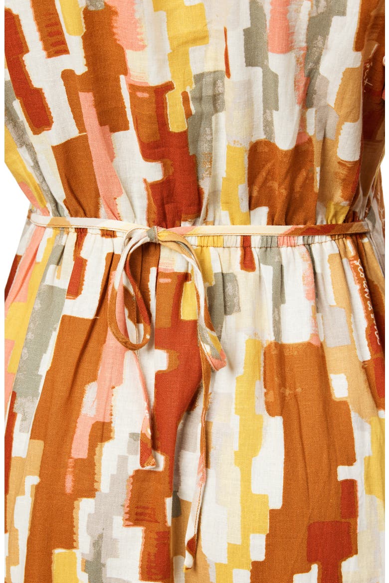 V-Neck Linen Blend Dress, Alternate, color, MOROCCAN RUG
