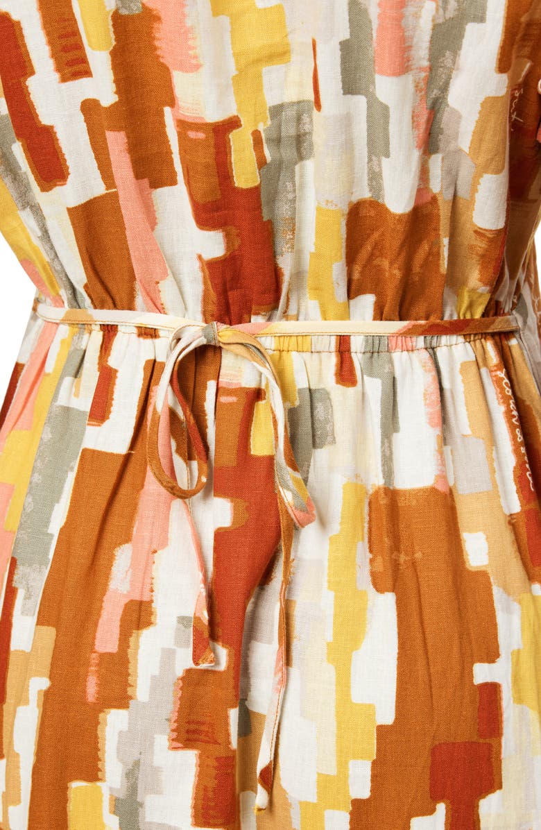 Scotch & Soda V-Neck Linen Blend Dress, Alternate, color, Moroccan Rug