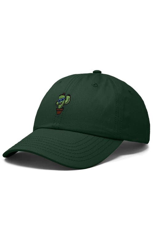 Dalix Cactus Embroidered Casual Cap In Dark Green