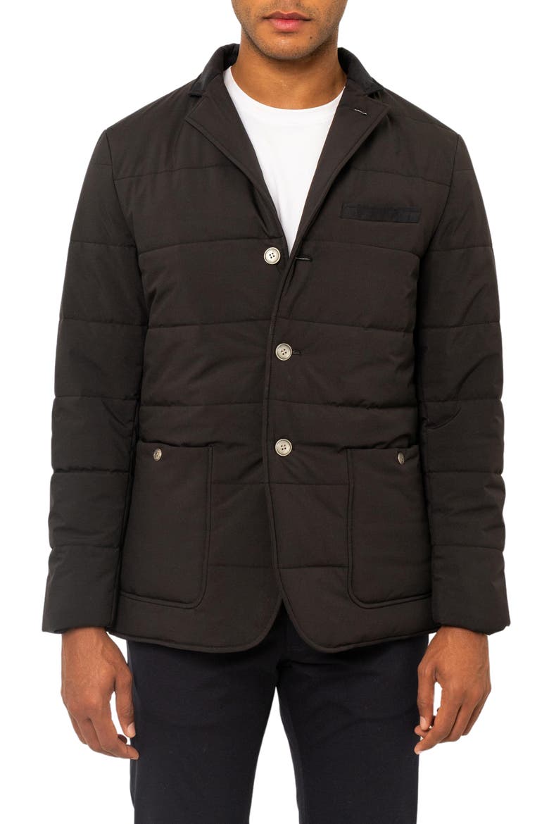 Quilted Button Front Jacket, Main, color, BLACK