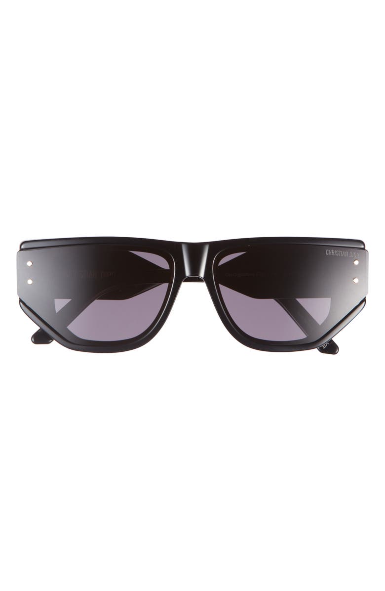 DIOR Signature S15I 63mm Oversize Cat Eye Sunglasses, Main, color, Shiny Black / Smoke